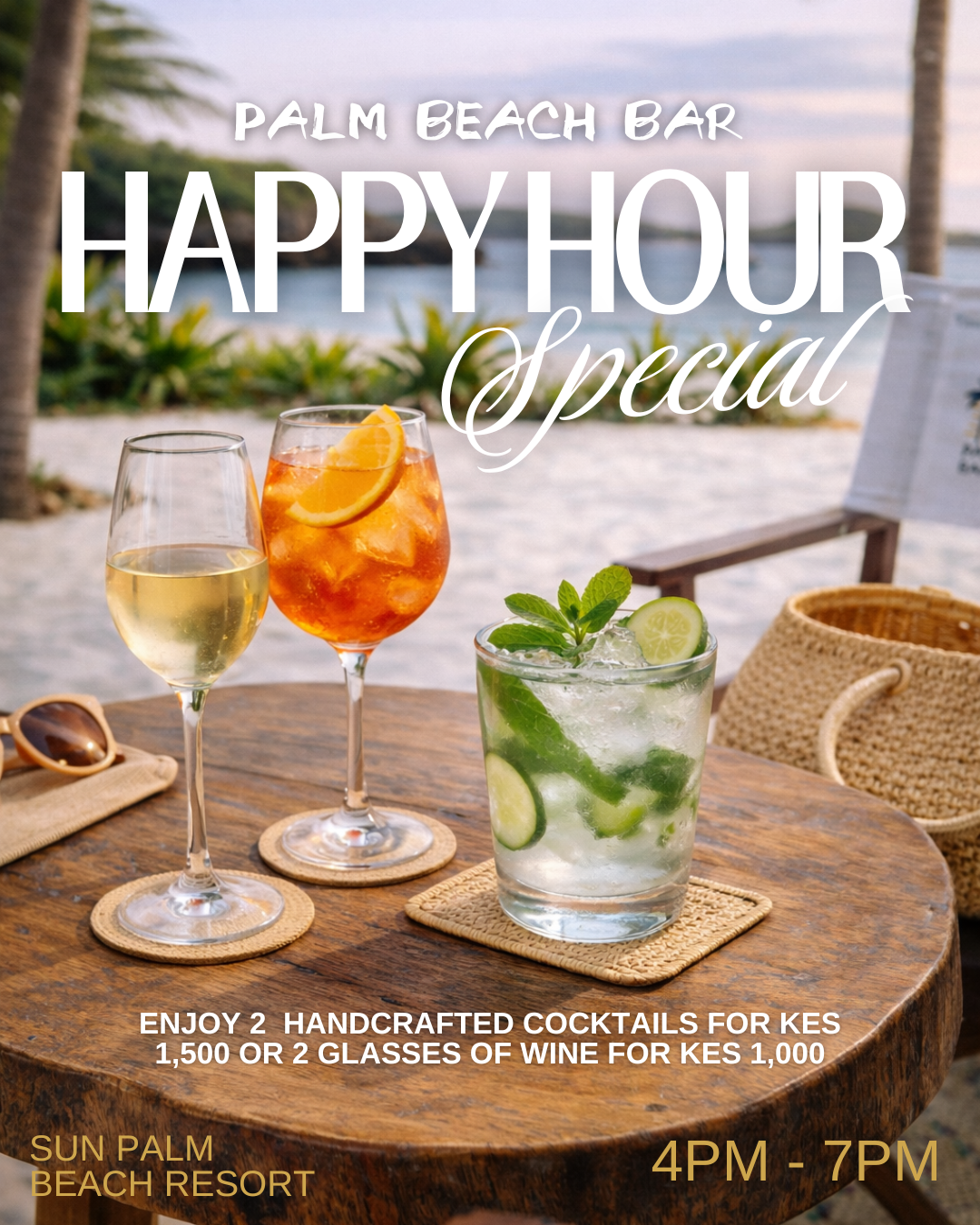 Cocktails and sunset views at Palm Beach Watamu